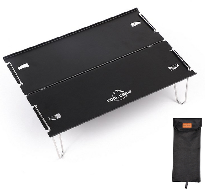 캠핑왕국 알루미늄 초경량 미니 롤 접이식 테이블, 블랙