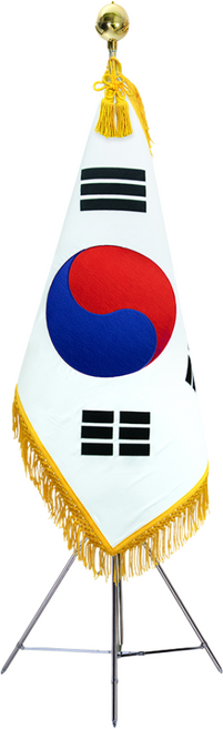 플래그스토리 노랑수술 자수태극기 삼각받침세트 관공서용 행사용 실내용, 1세트