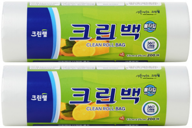 크린랩 롤백 (미니) 17x25cm 200매, 2개, 200개입, 미니(XS)