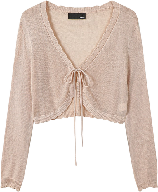 BNX 여성 리본 볼레로 가디건