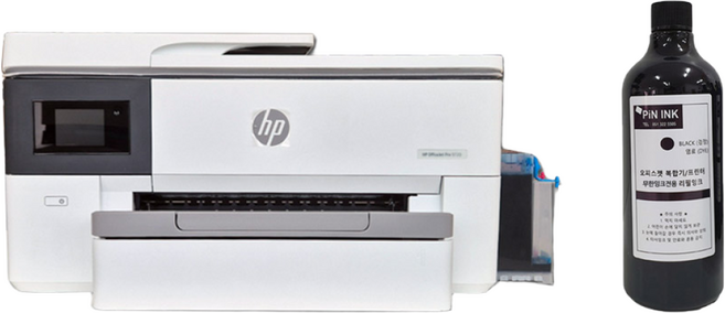 최신 무칩버전 HP 오피스젯 프로 9720 복합기 A3프린터 무한잉크 1400ml+540ml핀잉크대용량검정 1통 HP7720 7720 hp7110 hp7510 후속모델 모바일 면, 무한잉크1400ML+대용량검정1통