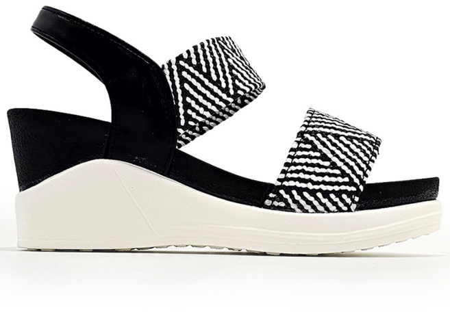 국산 여성 가벼운 7cm 웨지힐 밴딩 스트랩 샌들 여름 발편한 통굽 라탄 신발 키높이 바캉스 슈즈