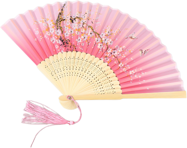 뉴에잇 휴대용 전통 접이식 부채 2p, 1세트, 핑크