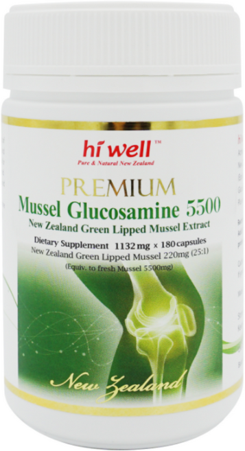 Hiwell Mussel Glucosamine 5500 하이웰 홍합 글루코사민 초록홍합, 1개, 180정