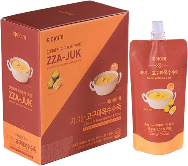 죽이야기 짜죽 고구마옥수수죽, 140g, 7개