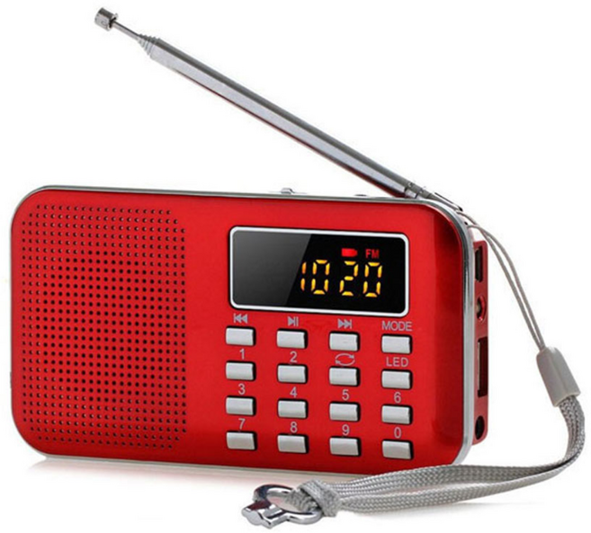 휴대용라디오 L-218 mp3 플레이어 한곡반복 후레쉬 FM L218 색상랜덤 USB SD 안테나 효도라디오 wav mp3플레이어, 레드