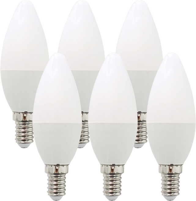 알라딘라이팅 LED 불투명 촛대구 E17 5W 6개 샹들리에 촛대등 촛불전구 17mm소켓, 전구색