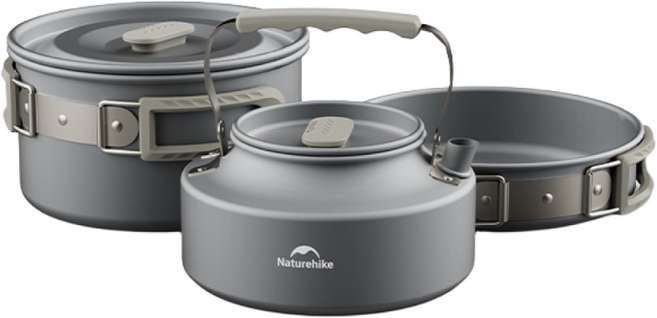네이처하이크 2~4인 코펠 세트 야외 캠핑 피크닉 냄비 식기 그릇 프라이팬 알루미늄 눌어붙지 않는 냄비 세척 용이 야외 요리 CNK2450CF010, 1개, 2-4인용 세트 B