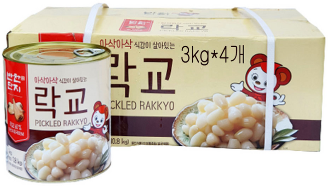 반찬단지 락교 (SS) 3kg 업소용 캔락교, 4개