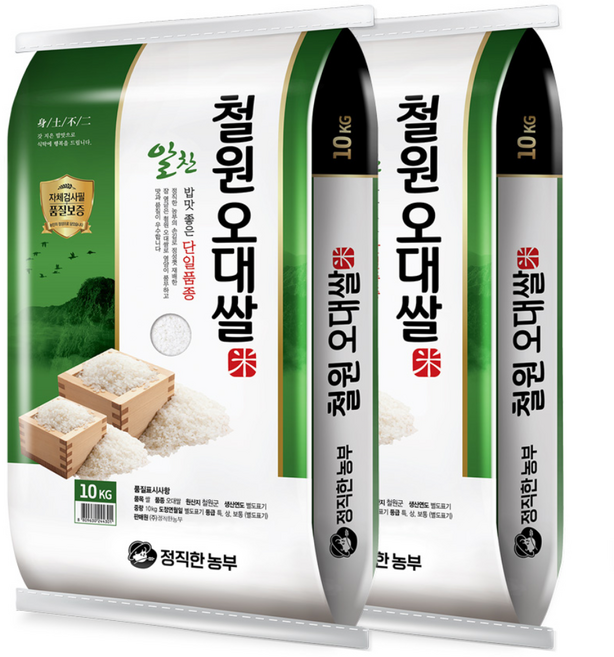 정직한농부 철원오대쌀 20kg (10kgx2봉) / 25년산 햅쌀 / 상등급 단일품종 안전박스포장, 10kg, 2개