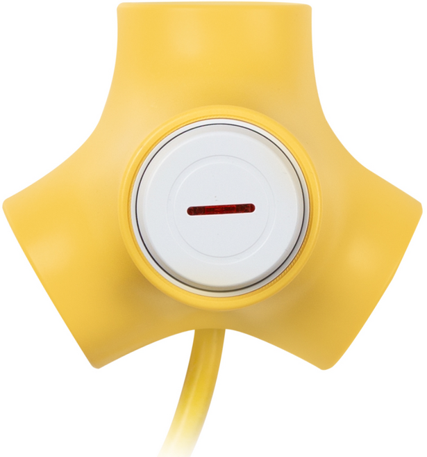 파워존 테트라포드 3구 1.5m 멀티탭 메인스위치 옐로우, 1개