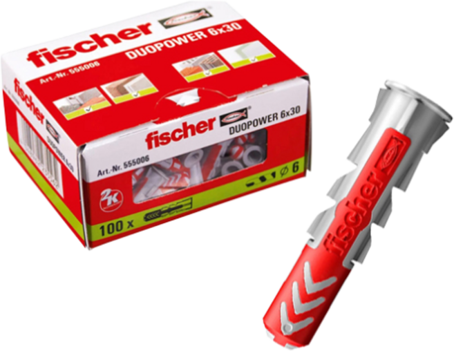 피셔 앙카 듀오파워 6X30 플라스틱용 앵커 칼블럭 피스 1통 100개입 535453, 100개
