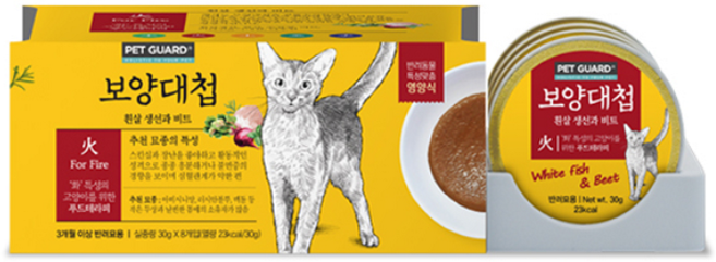 보양대첩 화 체질 고양이를 위한 간식캔, 30g, 1개, 혼합맛(흰살생선/비트)