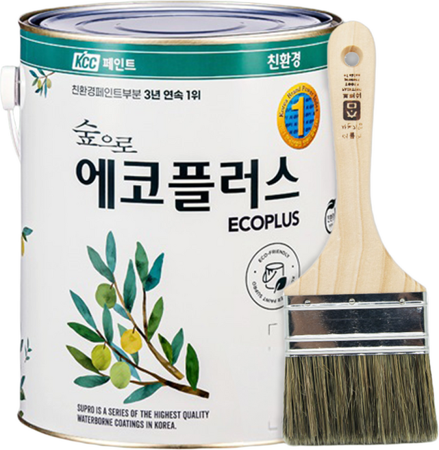 KCC페인트 숲으로 에코플러스 K 친환경 실내 인테리어 수성페인트, 1.기본백색(화이트), 1개, 3.78L