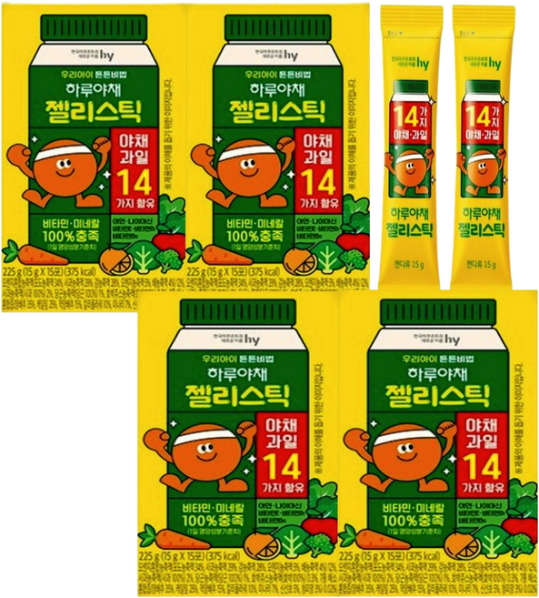 하루야채 젤리스틱/어린이간식, 225g, 4개