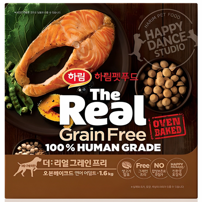 하림펫푸드 어덜트 강아지 더리얼 그레인프리 오븐베이크드 건식사료, 연어, 1.6kg, 1개
