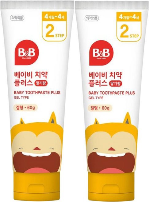 비앤비 베이비 치약 겔형 딸기 40g, 60g, 2개