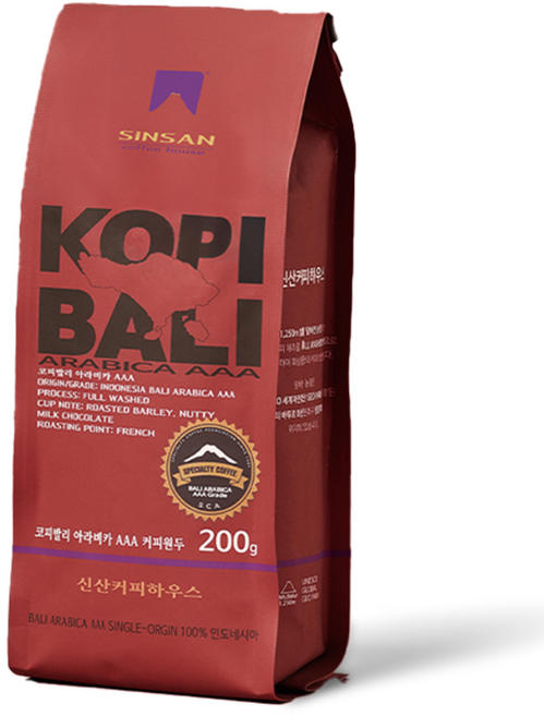 신산커피하우스 코피발리 아라비카 AAA 싱글 오리진 커피원두 200g / 발리 블렌드 드립백 증정, 1개