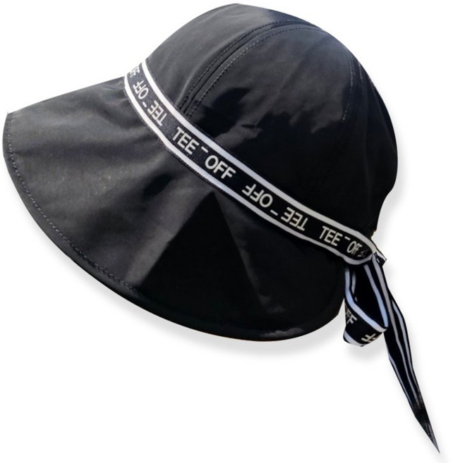그레힙 여성 골프 벙거지 와이어 모자 생활방수 원단 스포츠 리본 버킷햇, 1개, 블랙