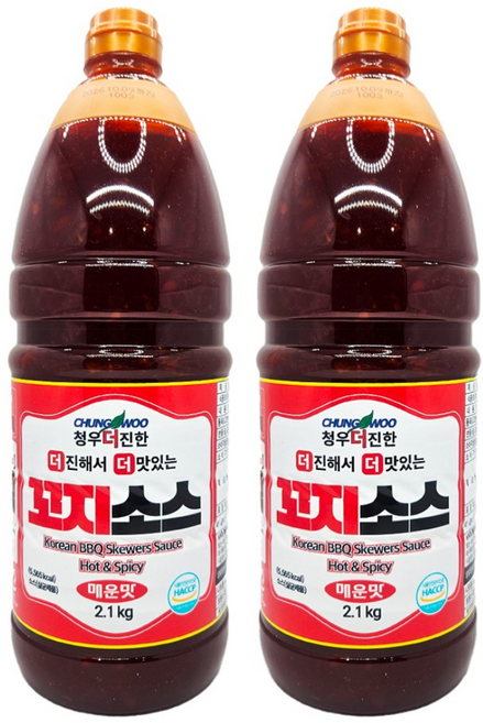 청우 더진한 닭 염통 꼬치소스 꼬지소스 양념 매운맛 PET 2.1kg, 2개