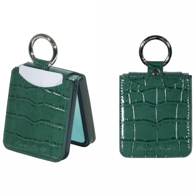 본아띠 폴라리스 소가죽 악어 힌지보호 갤럭시 Z플립7 카드 지갑 핸드폰케이스