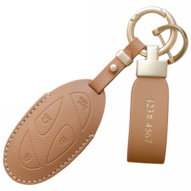 (무료각인)트니르 현대 호환 더올뉴 팰리세이드 더뉴투싼nx4 디올뉴싼타페mx5 쏘나타디엣지 더뉴아반떼cn7 올뉴코나sx2 그랜저gn7 아이오닉 전용 스마트 차 키케이스 가죽, 현대K타입(7버튼), 샌드브라운