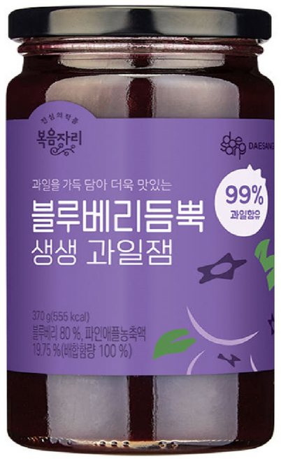 [복음자리] 블루베리듬뿍 생생과일잼 과일함량 99%, 1개, 370g