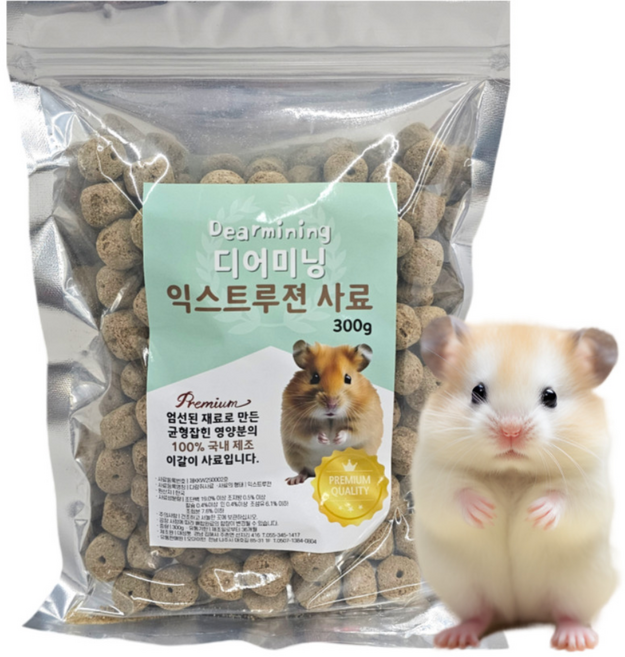 디어미닝 햄스터 이갈이 사료 익스트루전, 300g, 1개