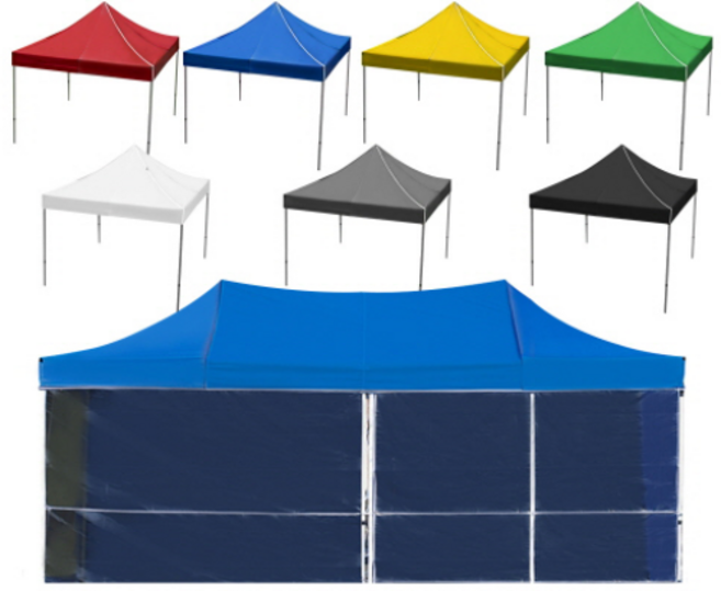 국산 캐노피 천막 접이식 천막+프레임+바람막이(투명) 야외 행사용 그늘막 텐트 옥상 테라스 자바라 포장마차, 2.5x3.6 그린