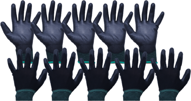 파르텐자 pu 피유 장갑 코팅 반코팅 안전 손가락 손바닥 손끝 작업용 공업용 노가다 막장갑 이중코팅 완전 코팅 겨울 방수 코팅 대량, L, 100개, 그레이