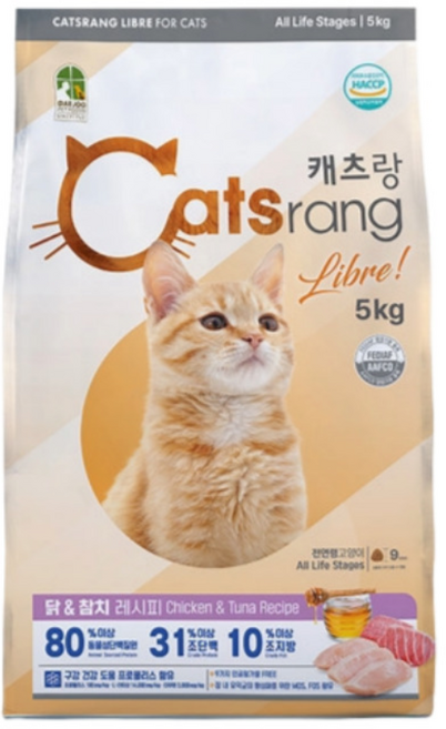 캐츠랑 리브레 전연령 고양이사료, 닭+참치, 5kg, 1개