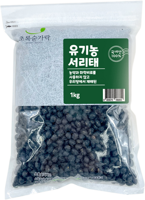 초록숟가락 유기농 서리태, 1kg, 1개