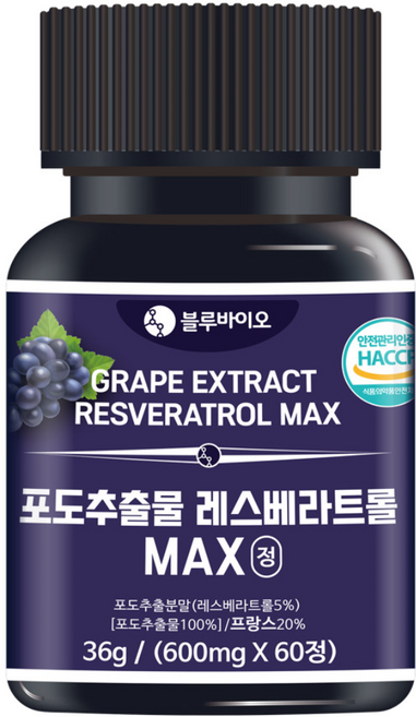 포도추출물 레스베라트롤 MAX 600mg, 1개, 60정