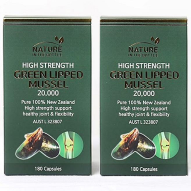 뉴질랜드 초록홍합 20000mg 180정 2개 세트 (총 360정 1년분) 네이쳐인더보틀 리프리놀 초록잎홍합 초록입홍합