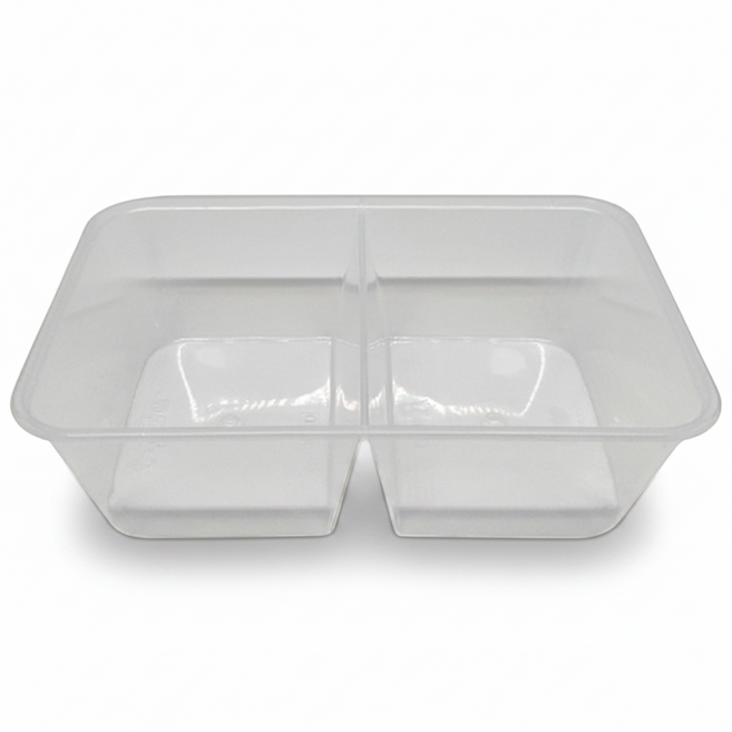 빌렉 KH 사출 B시리즈 직사각 용기 2칸 650ml 몸통 단품 투명, 500개, 1개