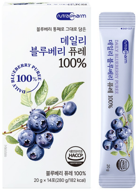 뉴트라팜 데일리 블루베리 퓨레 100% 14p, 5개, 280g