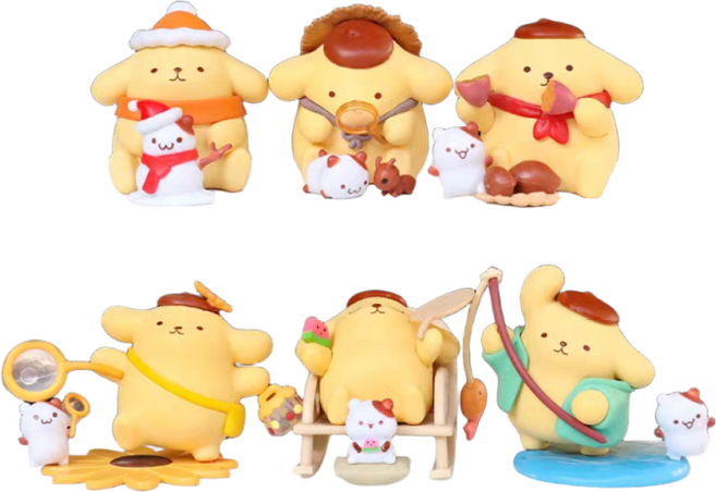 6종 폼폼푸린의 사계절 동화 시리즈 피규어 인테리어 소품, 세트