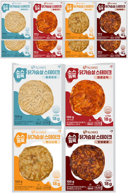 득근파티 소스듬뿍 닭가슴살 스테이크 4종 혼합, 20팩, 100g