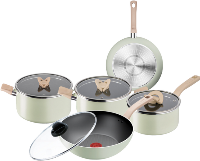 테팔 인덕션 세이지쿡 프라이팬 냄비 6종세트, 1세트, 팬28+웍28+편수냄비18+양수20+24+유리뚜껑28, 민트