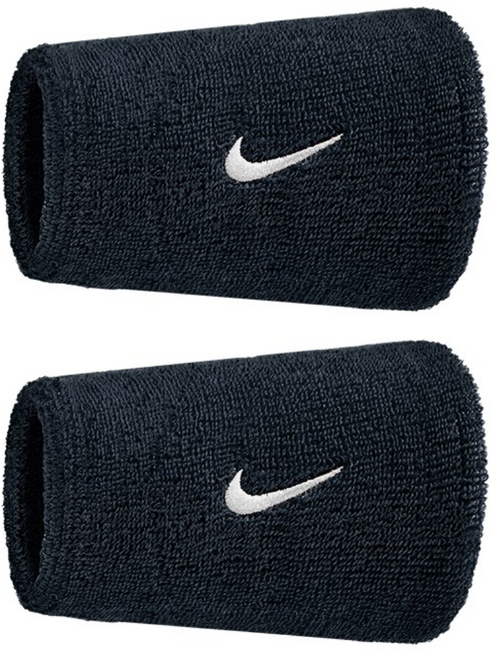 나이키 스우시 더블와이드 손목밴드, 블랙, 2개