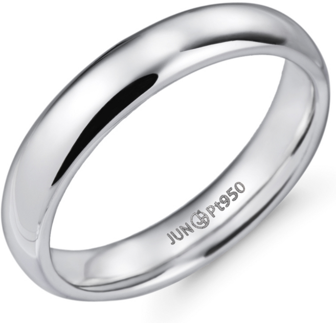 준쥬얼리 플래티늄[Pt950] 4.0mm 볼륨안굴림 백금 반지