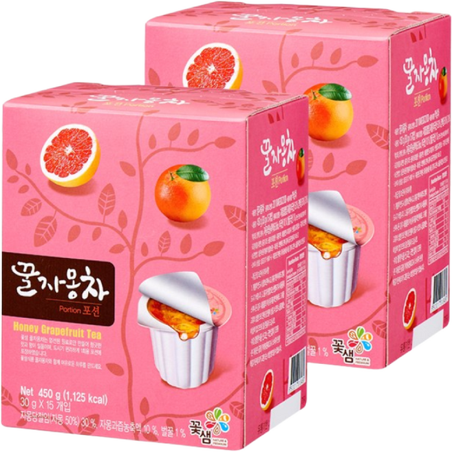 꽃샘식품 꽃샘 꿀자몽차포션, 30g, 15개입, 2개