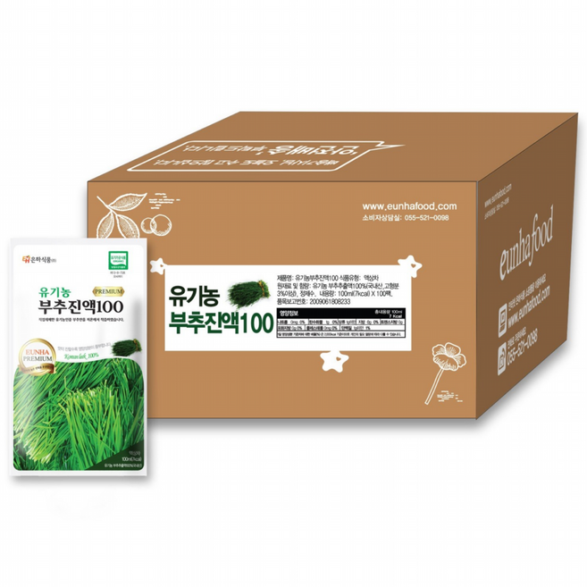은하식품 유기농 부추진액 알뜰박스 부추즙, 100ml, 100개