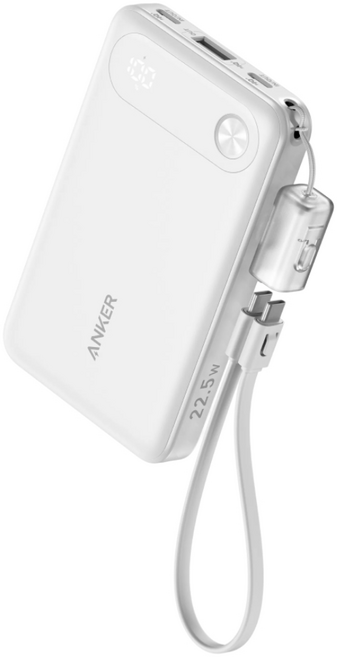 앤커 파워뱅크 10000mAh 22.5W 보조배터리 (C타입 케이블 일체형), 화이트, A1257