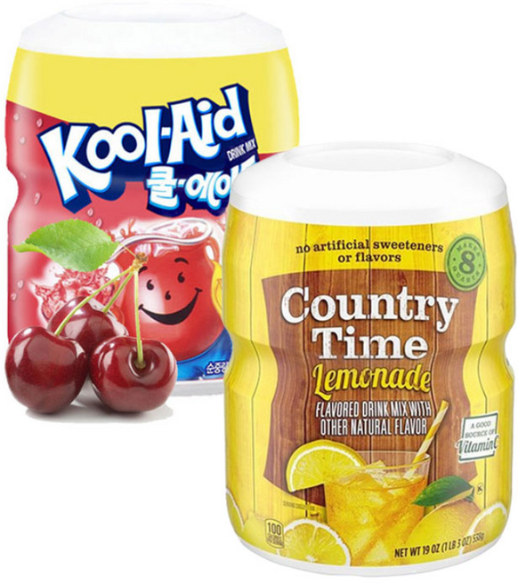 쿨에이드 체리에이드 538g + 컨츄리타임 538g 레몬에이드 레모네이드, 1세트, 2개입