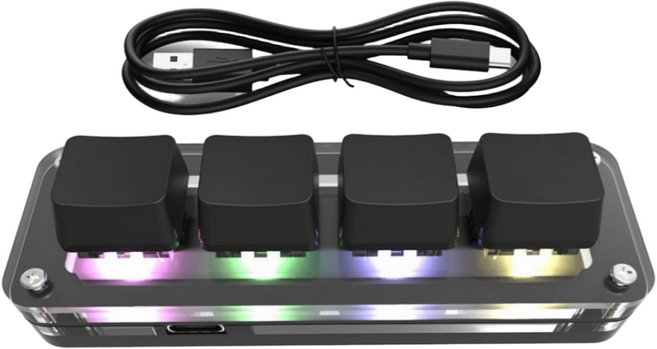 SIKAI 프로그래밍 매크로 단축키 키보드 디자이너 전용 단축키 포토샵 영상 편집 한손 편집 가능 전문가 전용, 4키(유선+RGB), 블랙