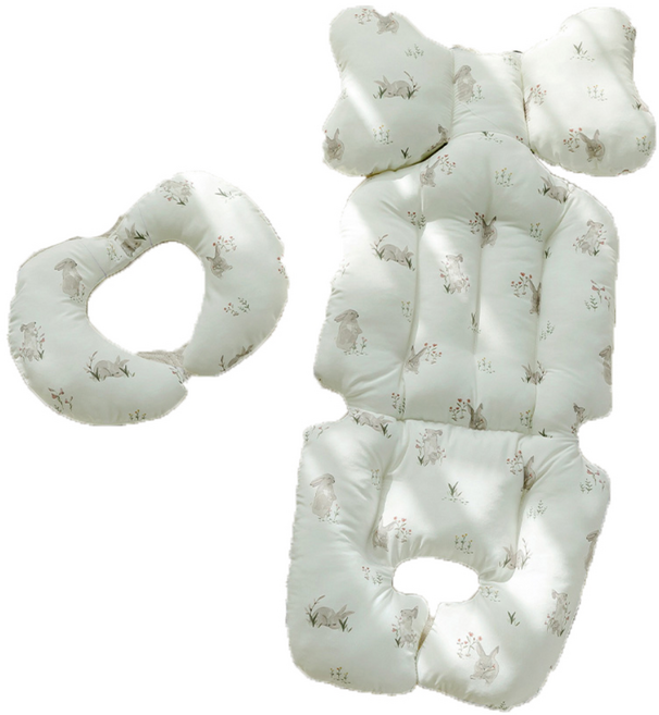 베베누보 사계절 더블라이너 양면 유모차시트 + 목쿠션, 스윗래빗, 1개