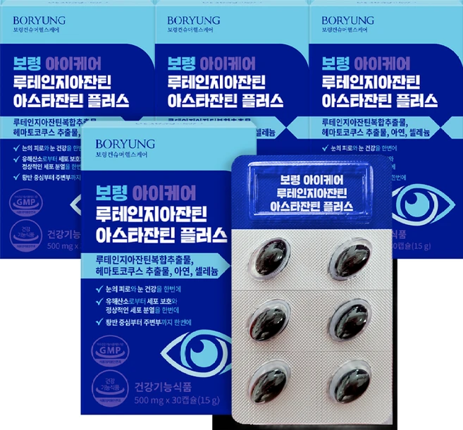 보령 아이케어 루테인지아잔틴 아스타잔틴 플러스, 30정, 4개 - 쿠팡