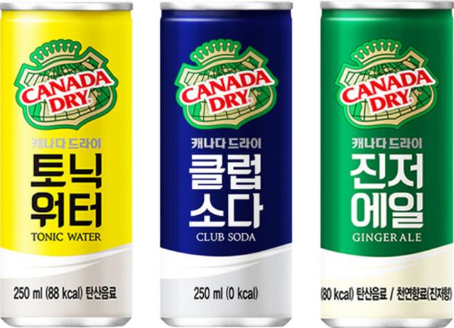 [메리박스] 캐나다드라이 30개 진저에일10 토닉워터10 클럽소다10, 250ml