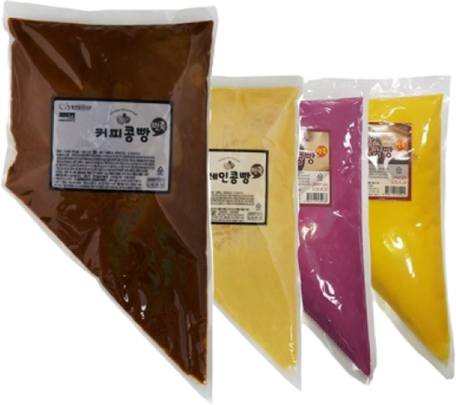 알앤알 커피 콩빵 반죽 5kg(1kg X 5개) 5종 혼합(커피 플레인 바나나 고구마 초코)머핀 커피콩빵 팬케익 반죽, 5kg, 1세트, 5종 각 1kg (커피+플레인+바나나+자색고구마+초코)